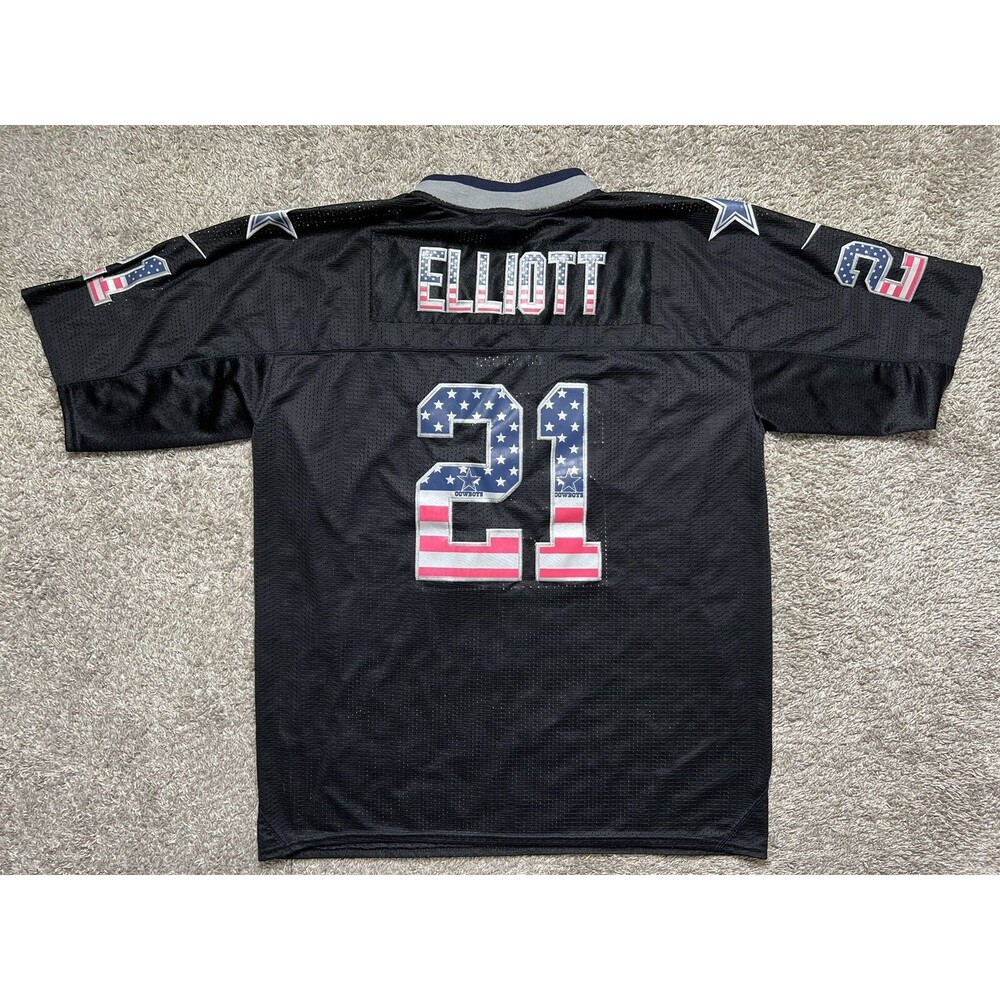 Nike Cowboys #21 Ezekiel Elliott Black Stitched Elite USA Flag Jersey Size 44